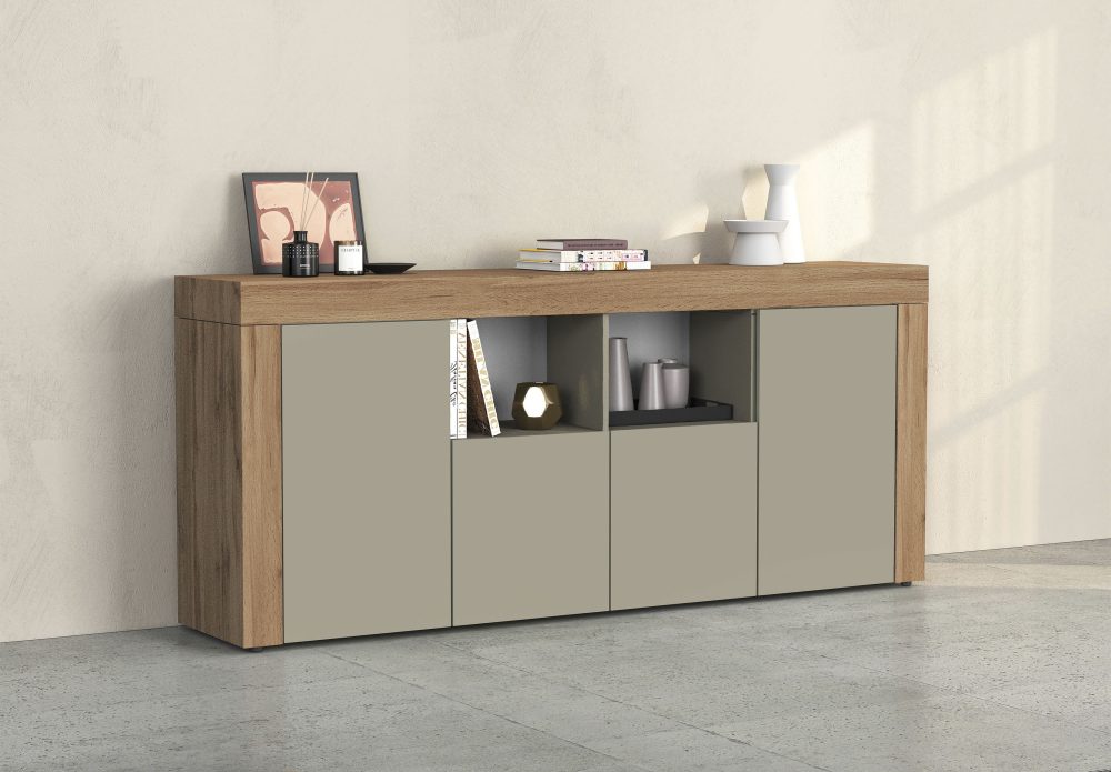 INOSIGN Sideboard »CHRONOS Breite 200 cm mit 4 Türen, 2 offene und 8 geschlossene Fächer«, (1 St.), Sideboard,Kommode, Schrank, Grifflos mit Push to Open, Made in Italy