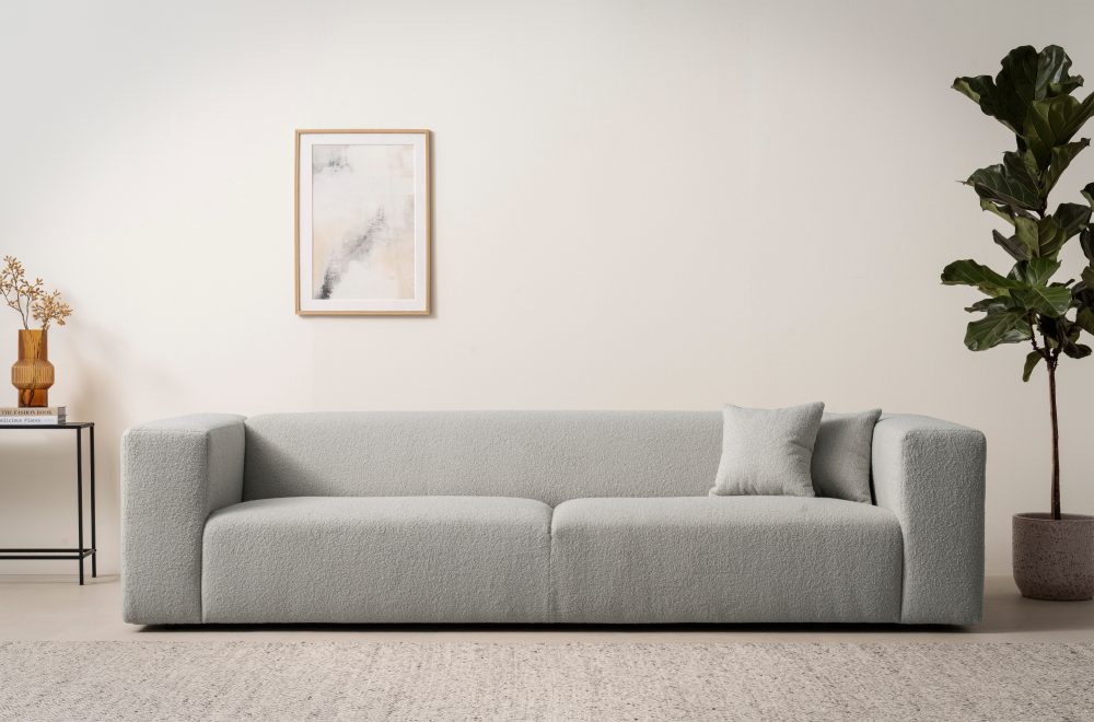 andas 3-Sitzer »BAKELS, Couch in Cord oder Boucle-Stoff, Sofa im modernen Design«, bequemer Sitzkomfort,in 2 Stoffen und 8 Farben lieferbar