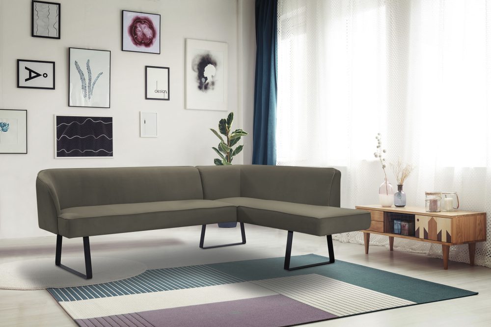 exxpo - sofa fashion Eckbank »Americano«, mit Keder und Metallfüssen, Bezug in verschiedenen Qualitäten, Frei im Raum stellbar