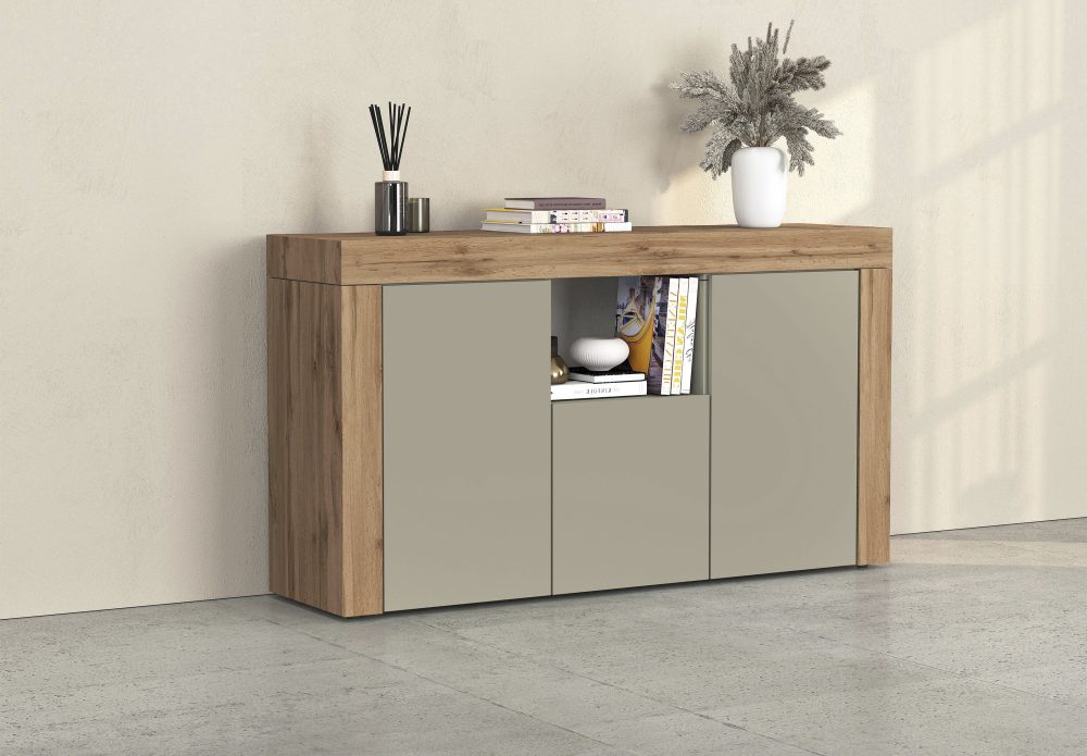 INOSIGN Sideboard »CHRONOS Breite 155 cm mit 3 Türen, 1 offenes und 6 geschlossene Fächer«, (1 St.), Sideboard,Kommode, Schrank, Grifflos mit Push to Open, Made in Italy