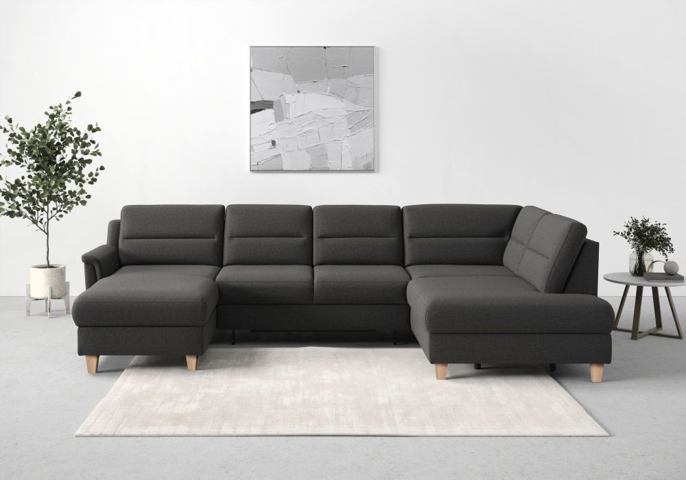 sit&more Wohnlandschaft »Farö«, inklusive Federkern, mit naturfarbenen Füssen, wahlweise mit Bettfunktion und Bettkasten
