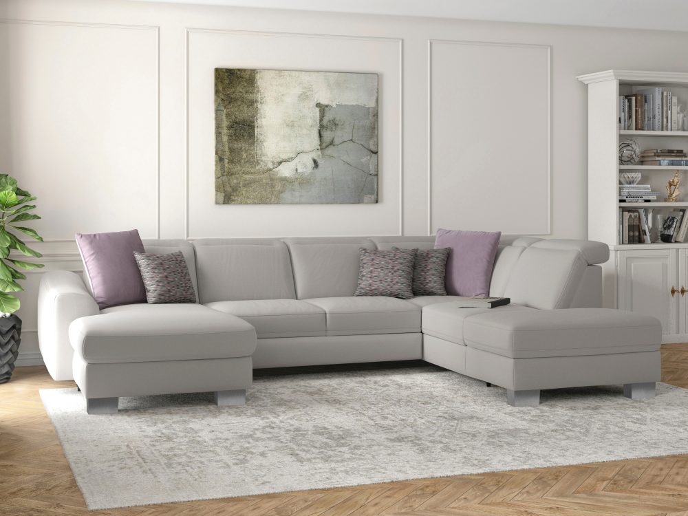 sit&more Wohnlandschaft »Durness«, mit Federkern und hochwertigen Edelstahlfüssen, wahlweise mit Kopfteilverstellung, optional mit Bettfunktion und Stauraum