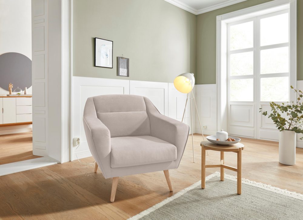andas Sessel »Bille«, mit Naht im Rückenkissen und Eiche-Beinen, Design by Morten Georgsen