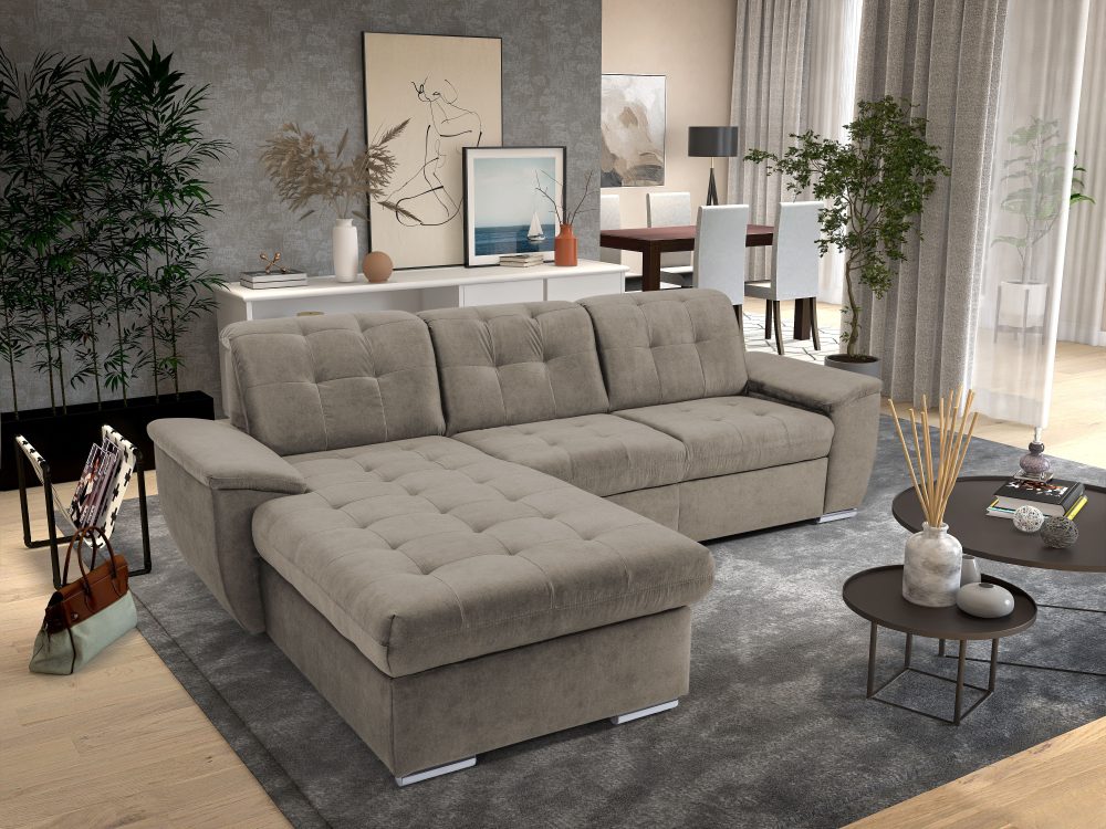 exxpo - sofa fashion Ecksofa »Derby Inkl. Kopfteilverstellung, wahlw. Bett & Bettkasten, L-Form«, EXTRA an Komfort zum Relaxen, Entspannen und Wohlfühlen