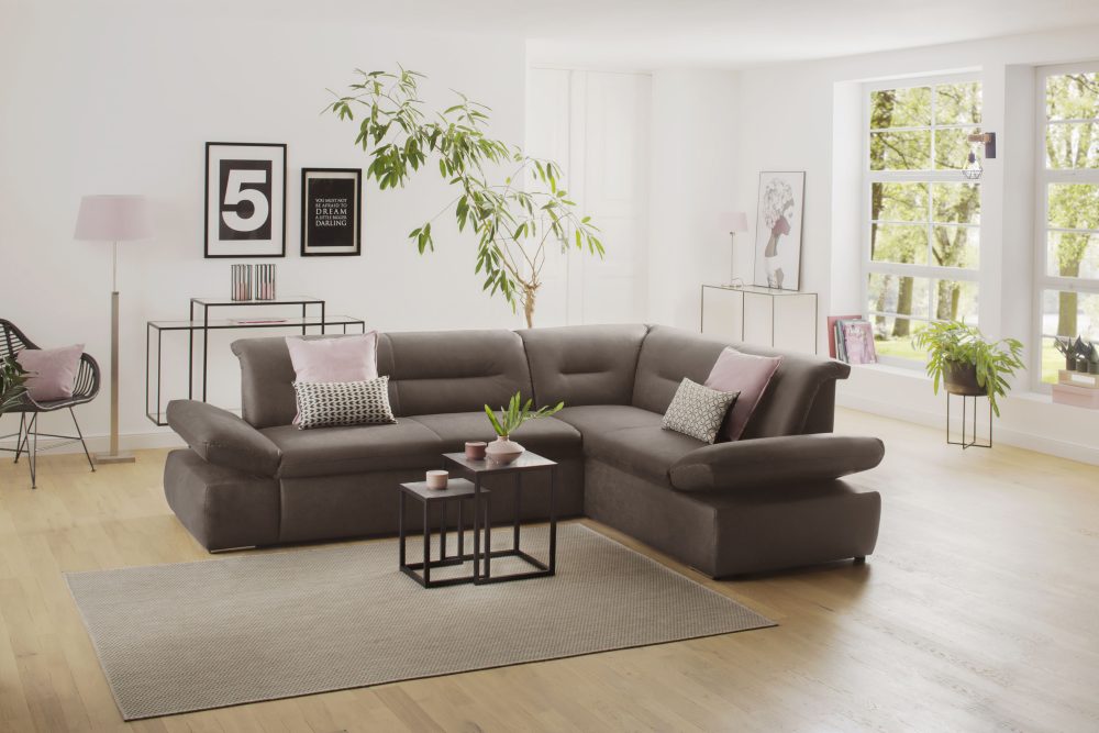 my home Ecksofa »Avesa«, Wahlweise mit Arm- und Bettfunktion, B/T/H: 275/211/80 cm