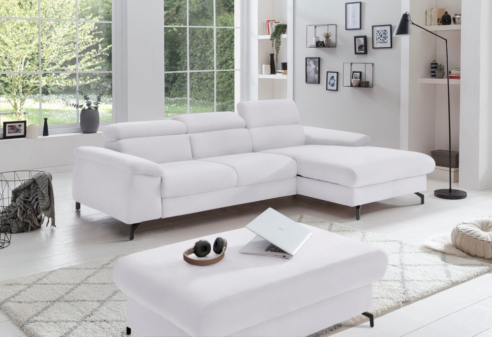 COTTA Ecksofa »Komaris I«, inklusive Kopf- bzw. Rückenteilverstellung, wahlweise Bettfunktion und Bettkasten, eleganter schwarzer Fuss