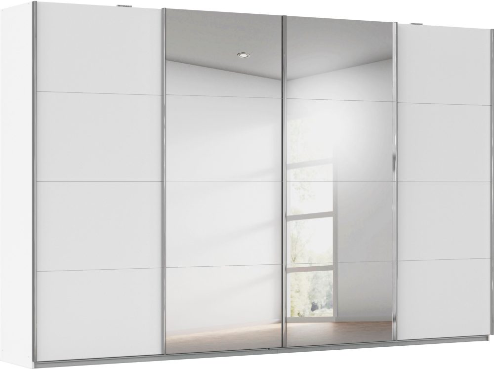 MID.YOU Schiebetürenschrank in weiss , Bensheim 361/230 SP W , Holzwerkstoff , 8 Fächer , 361x230x62 cm , bedruckt,Nachbildung , 000380037967