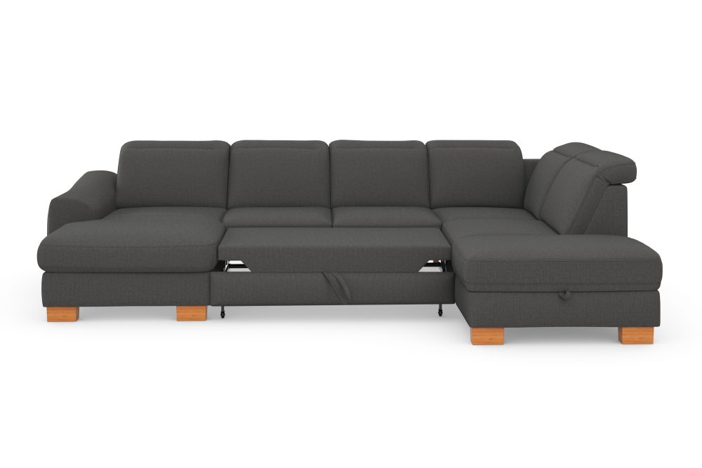 sit&more Wohnlandschaft »Durness«, mit Federkern und hochwertigen Massivholzfüssen, wahlweise mit Kopfteilverstellung, optional mit Bettfunktion und Stauraum