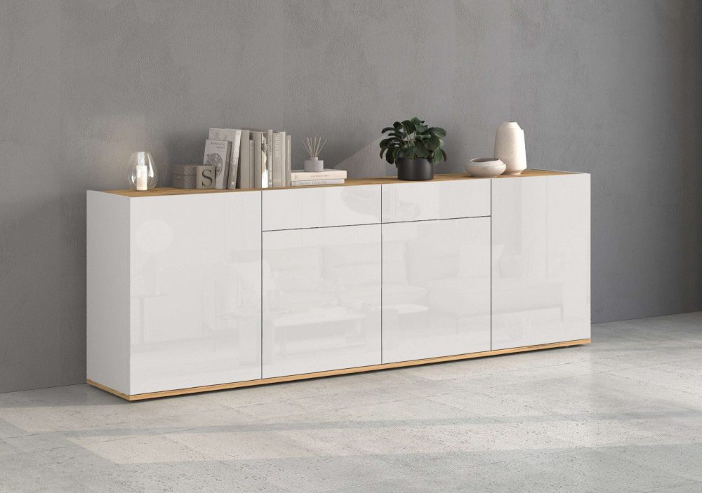 INOSIGN Sideboard »GARDA Sideboard,Kommode, Schrank, Kredenz Grifflos mit Push to Open«, (1 St.), 4 Türen, 2 Schubladen, grifflos Breite 200 cm