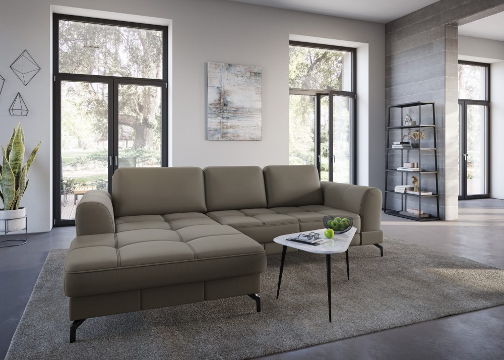 sit&more Ecksofa »Bendigo V«, inklusive Sitztiefenverstellung, Bodenfreiheit 12 cm, wahlweise in 2 unterschiedlichen Fussfarben