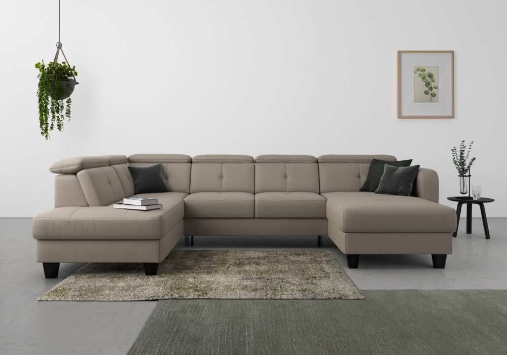 sit&more Wohnlandschaft »Bellucci«, inklusive Kopfteilverstellung und Federkern, wahlweise mit Bettfunktion und Bettkasten