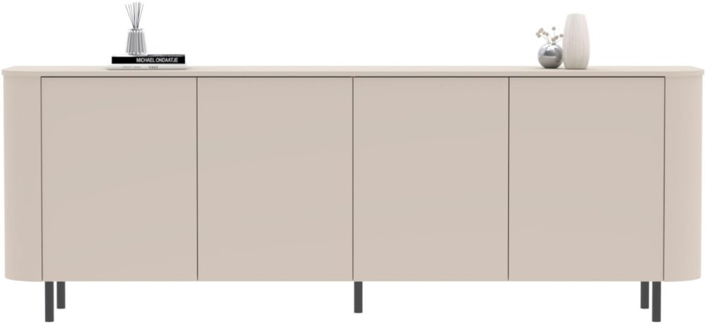 INOSIGN Sideboard »Lido, 231 cm breit, 4 Türen, Anrichte, Kommode, Stauraumschrank« Formgebogenes MDF, Stirnseiten mit Rundung, Push-to-open, Metallfüsse
