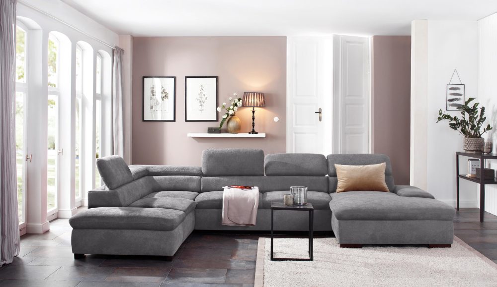 Home affaire Wohnlandschaft »Alberto«, XL, inklusive Kopfteilverstellung