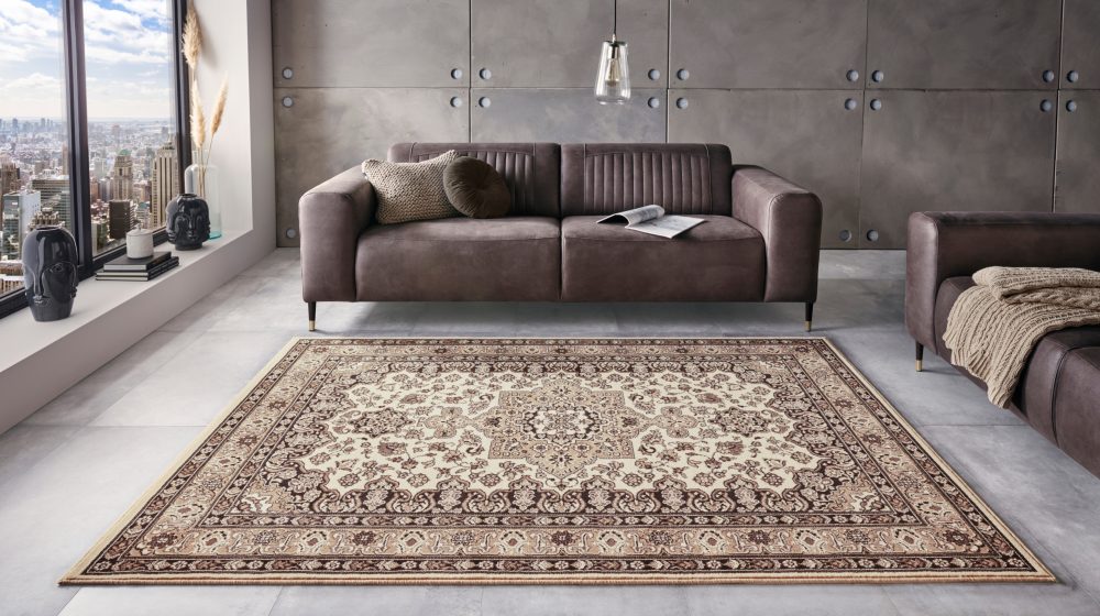 NOURISTAN Teppich »Parun Täbriz«, rechteckig, 9 mm Höhe, Kurzflor, Orient Optik, Vintage Design, Wohnzimmer, Schlafzimmer, Arbeitszimmer, Robust, Pflegeleicht, Gekettelt