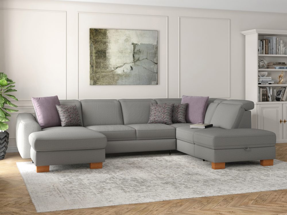 sit&more Wohnlandschaft »Durness«, mit Federkern und hochwertigen Massivholzfüssen, wahlweise mit Kopfteilverstellung, optional mit Bettfunktion und Stauraum
