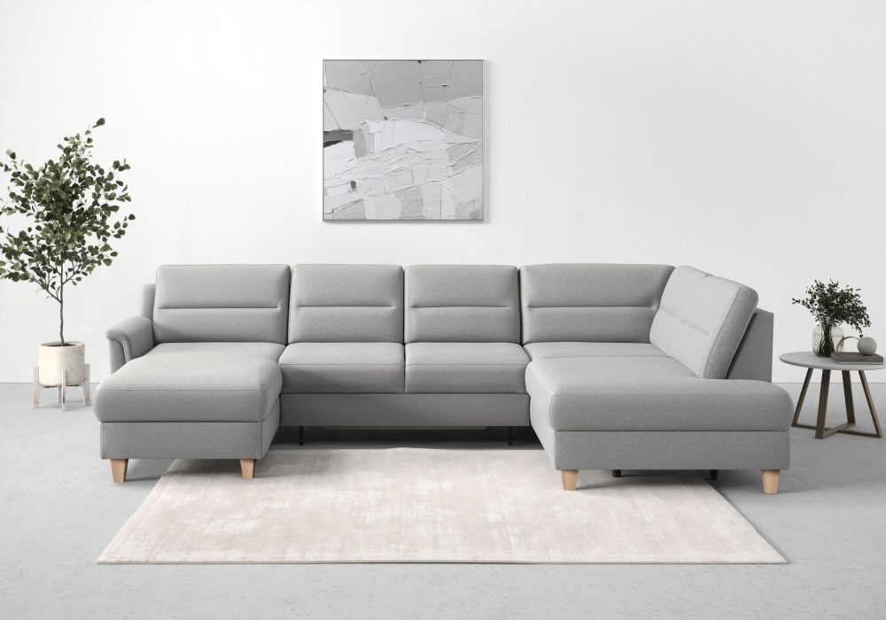 sit&more Wohnlandschaft »Farö«, inklusive Federkern, mit naturfarbenen Füssen, wahlweise mit Bettfunktion und Bettkasten