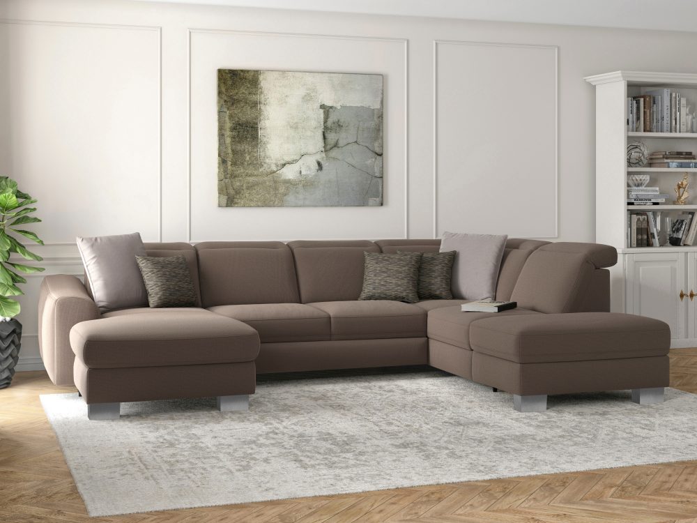 sit&more Wohnlandschaft »Durness«, mit Federkern und hochwertigen Edelstahlfüssen, wahlweise mit Kopfteilverstellung, optional mit Bettfunktion und Stauraum