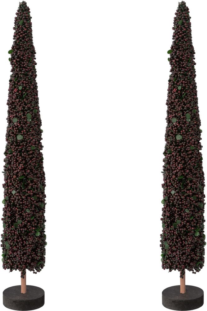 Creativ deco Dekobaum »Weihnachtsdeko«, (2 St.), auf hochwertiger Holzbase, mit Perlen verziert, Höhe 38 cm