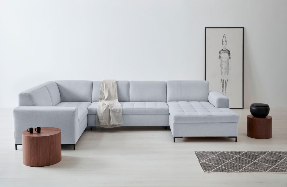 GOODproduct Wohnlandschaft »Grazzo«, hochwertige Stoffe aus recyceltem Material, Steppung im Sitzbereich, wahlweise mit Bettfunktion und Bettkasten