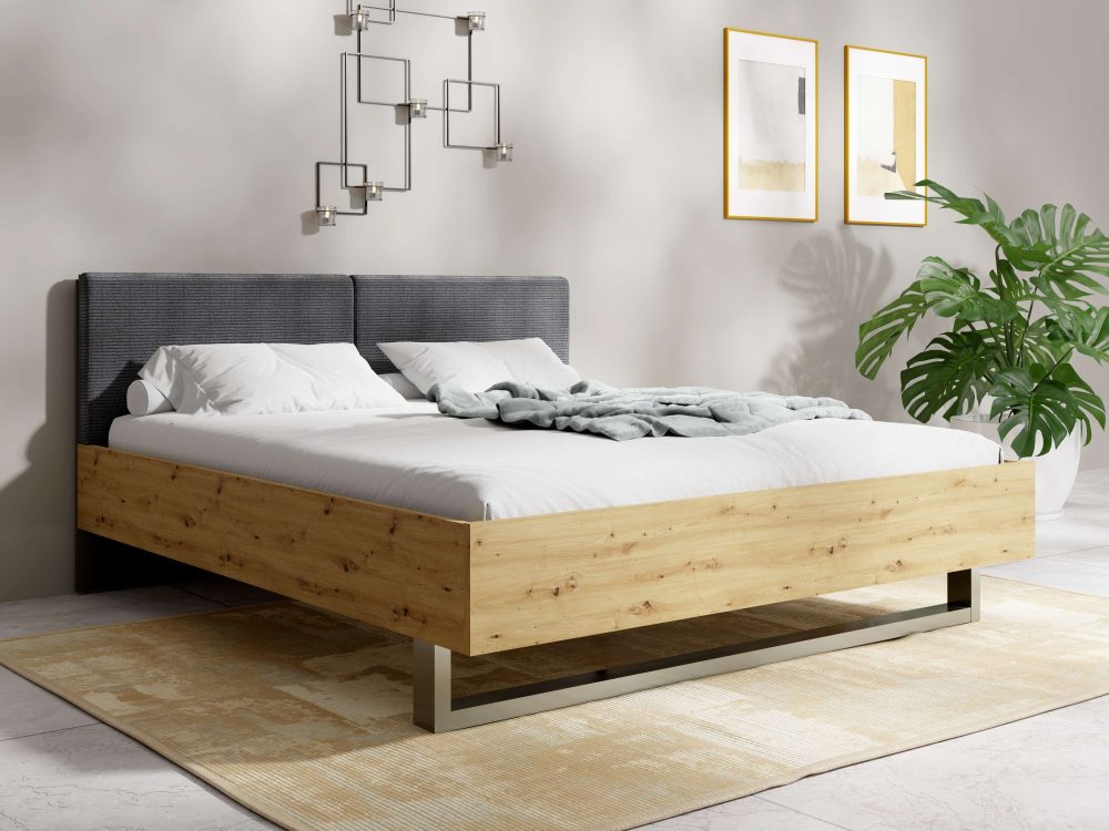 Home affaire Polsterbett »Bett Loreto, Masse: B/T/H 185,5/211/98 cm«, Bett 180x200 cm mit gepolstertem Kopfteil