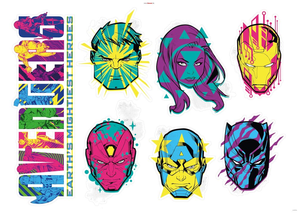 Komar Wandtattoo »Avengers Mightiest Heroes«, (7 St.), 100 x 70 cm