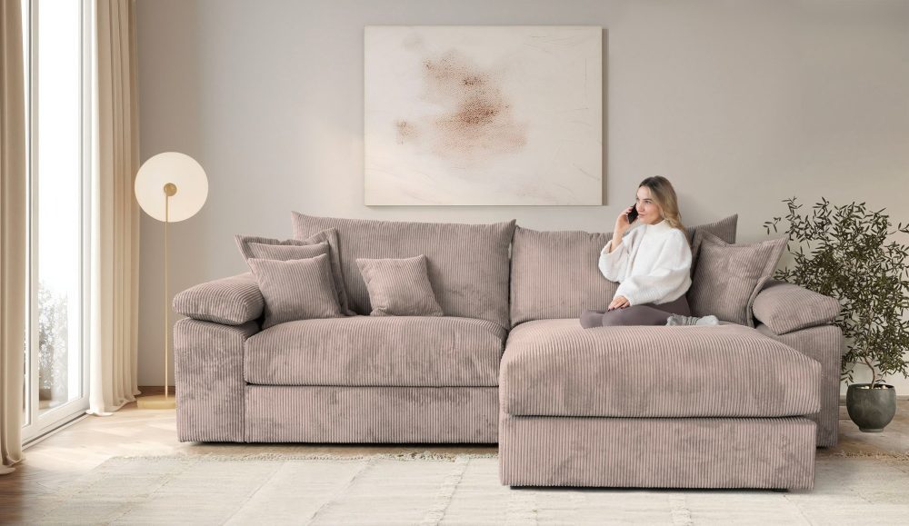 Home affaire Ecksofa »Soft&Cosy XXL L-Form - Breite 303 cm«, Mega-Sofa, in Cord, Federkern-Polsterung