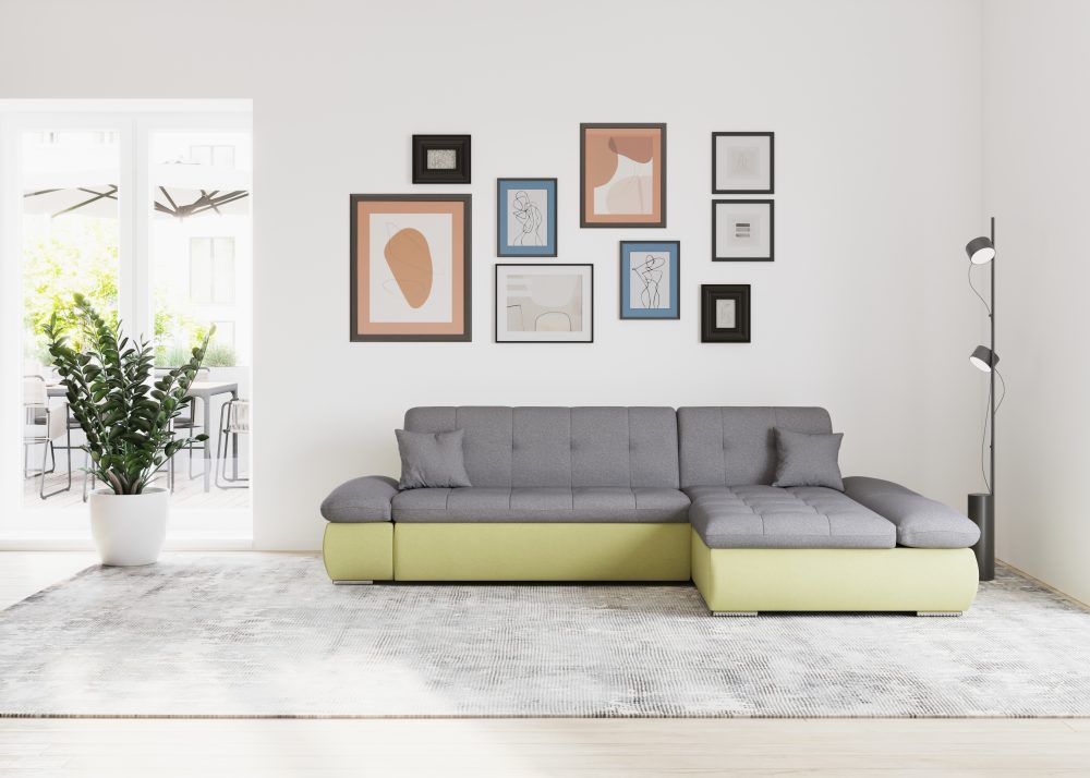 DOMO collection Ecksofa »Moric«, im XXL-Format, wahlweise mit Bettfunktion und Armlehnenverstellung, inklusive loser Zierkissen, frei im Raum stellbar