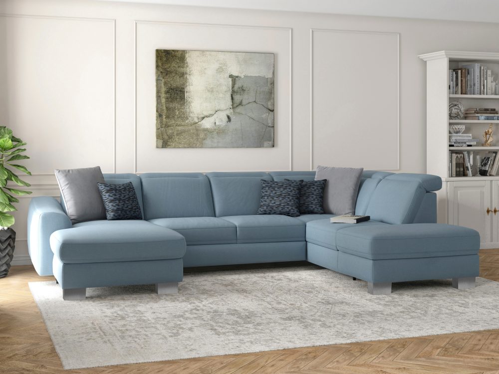 sit&more Wohnlandschaft »Durness«, mit Federkern und hochwertigen Edelstahlfüssen, wahlweise mit Kopfteilverstellung, optional mit Bettfunktion und Stauraum