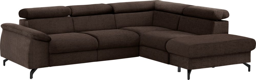 COTTA Ecksofa »Komaris I«, inklusive Kopfteilverstellung, wahlweise Bettfunktion/Bettkasten, eleganter schwarzer Fuss