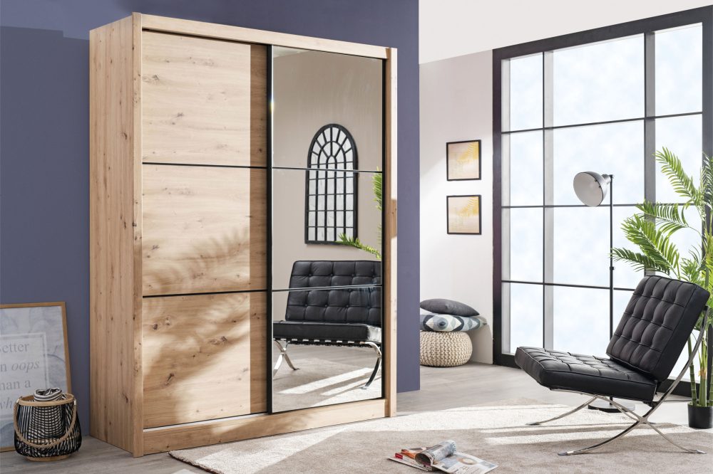 my home Schwebetürenschrank »Navara«, mit Spiegel und zusätzlichen Einlegeböden