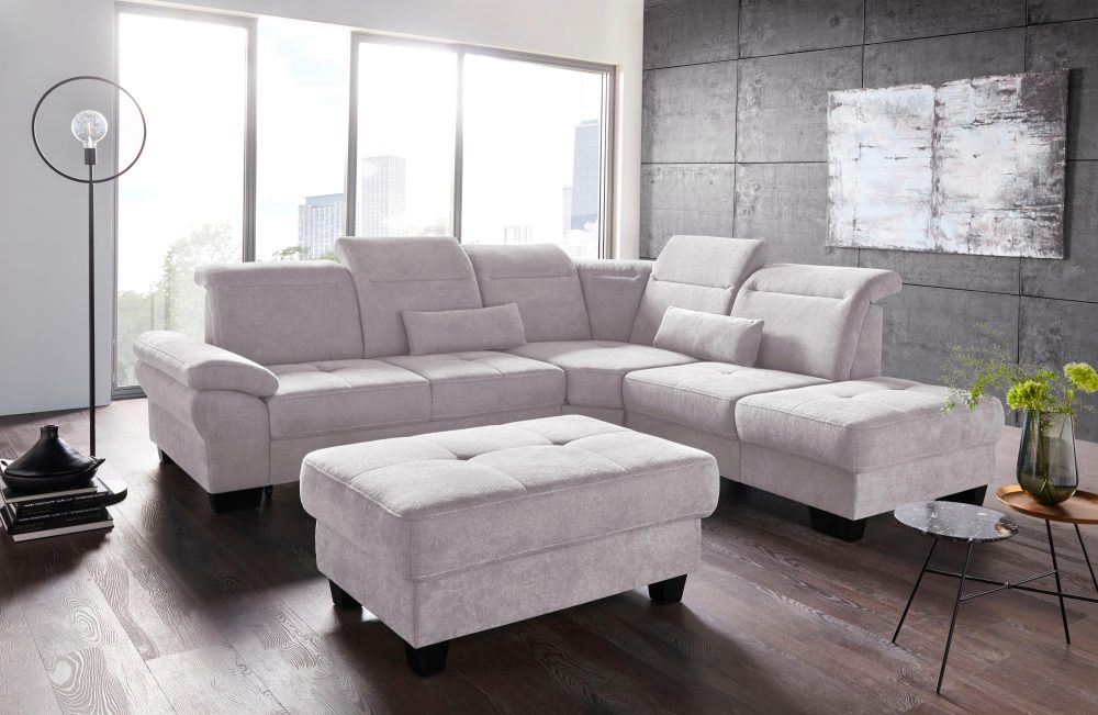 Places of Style Ecksofa »Cornwall«, incl. Sitztiefenverstellung, wahlweise mit Bettfunktion und Kopfteilverstellung
