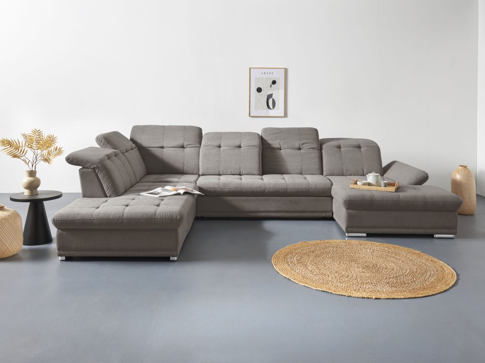 COTTA Wohnlandschaft »Holiday U-Form«, Sitztiefenverstellung, wahlweise mit Bettfunktion inkl. Bettkasten