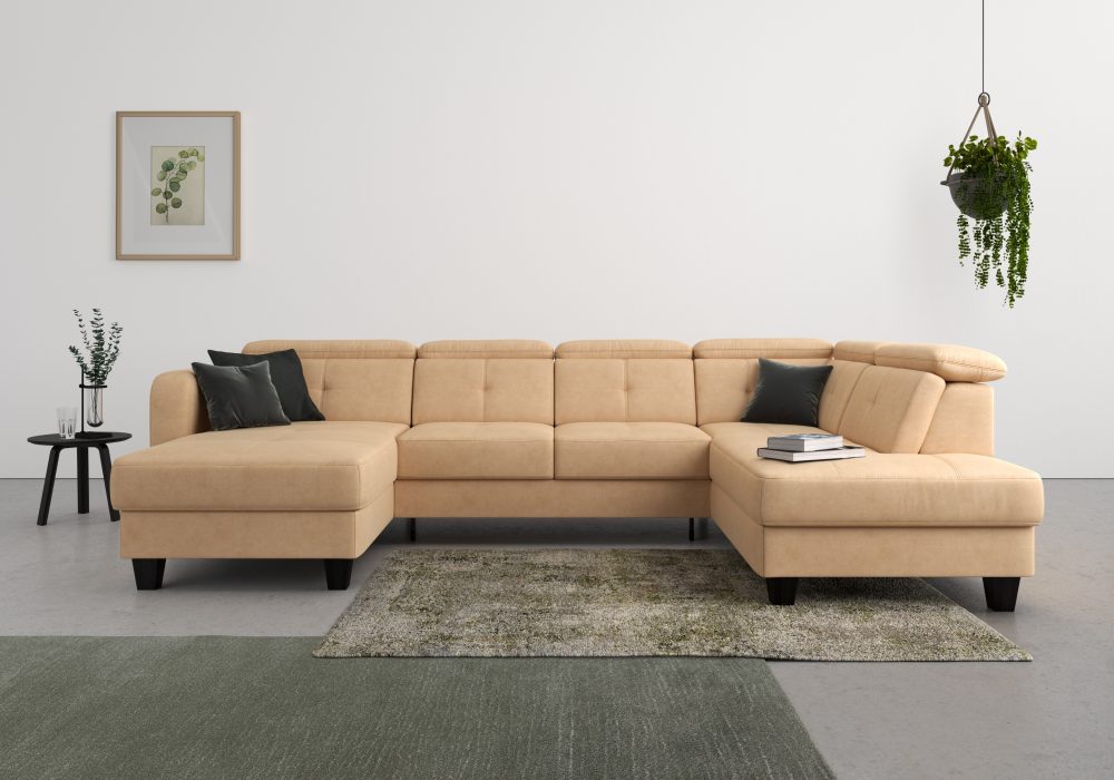sit&more Wohnlandschaft »Bellucci«, inklusive Kopfteilverstellung und Federkern, wahlweise mit Bettfunktion und Bettkasten