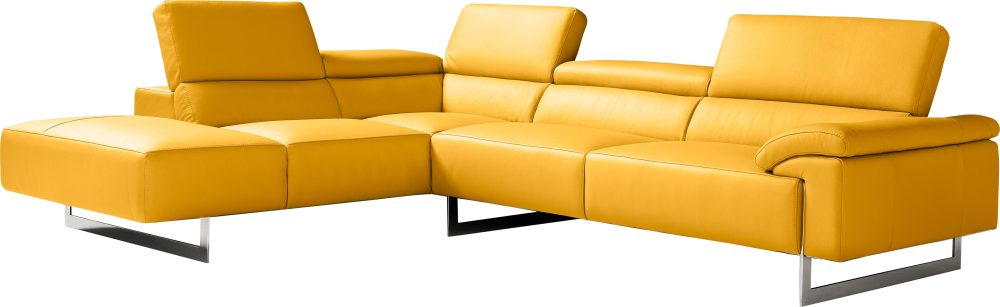 Egoitaliano Ecksofa »Malika«, mit Ottomane, inkl. Kopfteilverstellung und chromfarbenen Metallfüssen