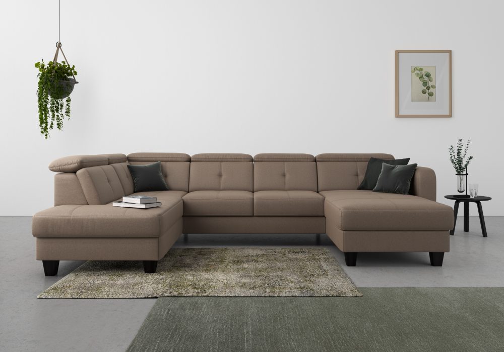 sit&more Wohnlandschaft »Bellucci«, inklusive Kopfteilverstellung und Federkern, wahlweise mit Bettfunktion und Bettkasten