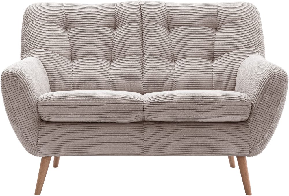 exxpo - sofa fashion 2-Sitzer »Scandi, bequem, aufwendige Rückenpolsterung für mehr Sitzkomfort«, akuelle Farben in hochwertige Bezugsqualitäten, Holzfuss