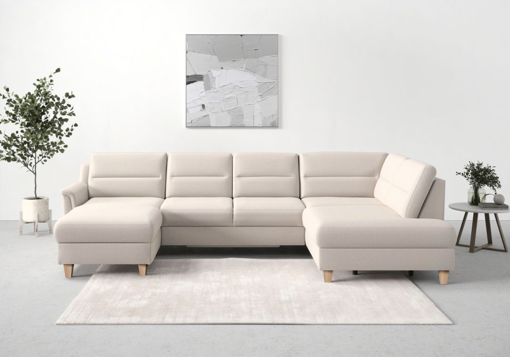 sit&more Wohnlandschaft »Farö«, inklusive Federkern, mit naturfarbenen Füssen, wahlweise mit Bettfunktion und Bettkasten
