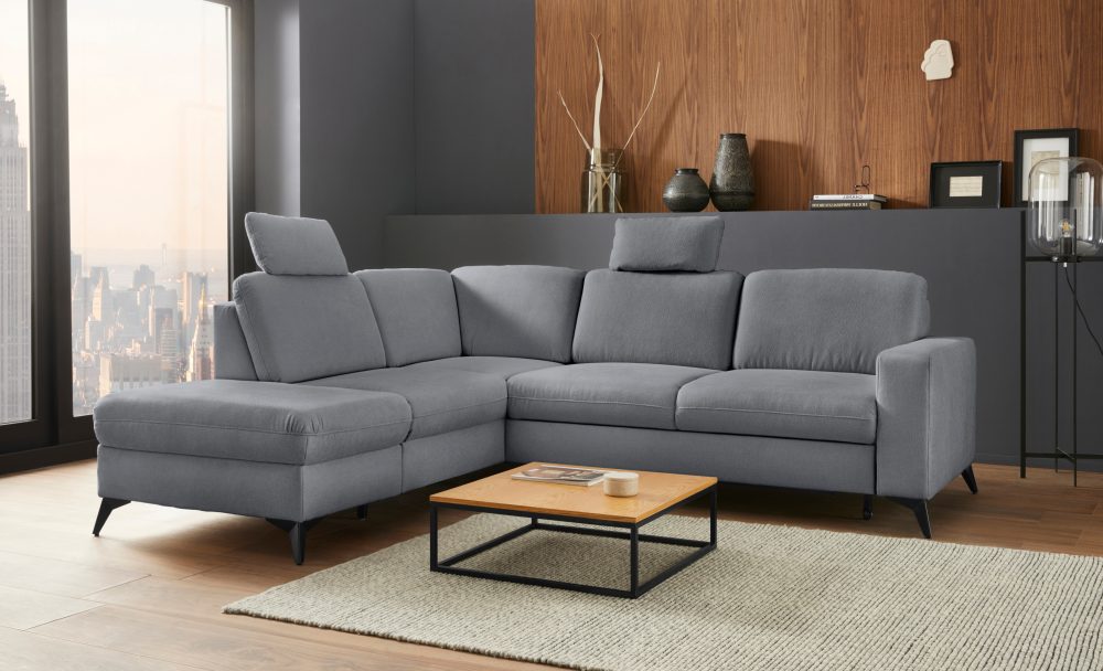Places of Style Ecksofa »Lolland«, Wahlweise mit Bettfunktion und Stauraum, Federkern, auch mit abwischbarem Bezug