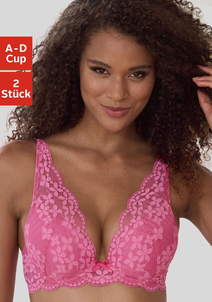 petite fleur Push-up-BH, (Packung, 2 Stück), in High Apex Schnittform, Dessous