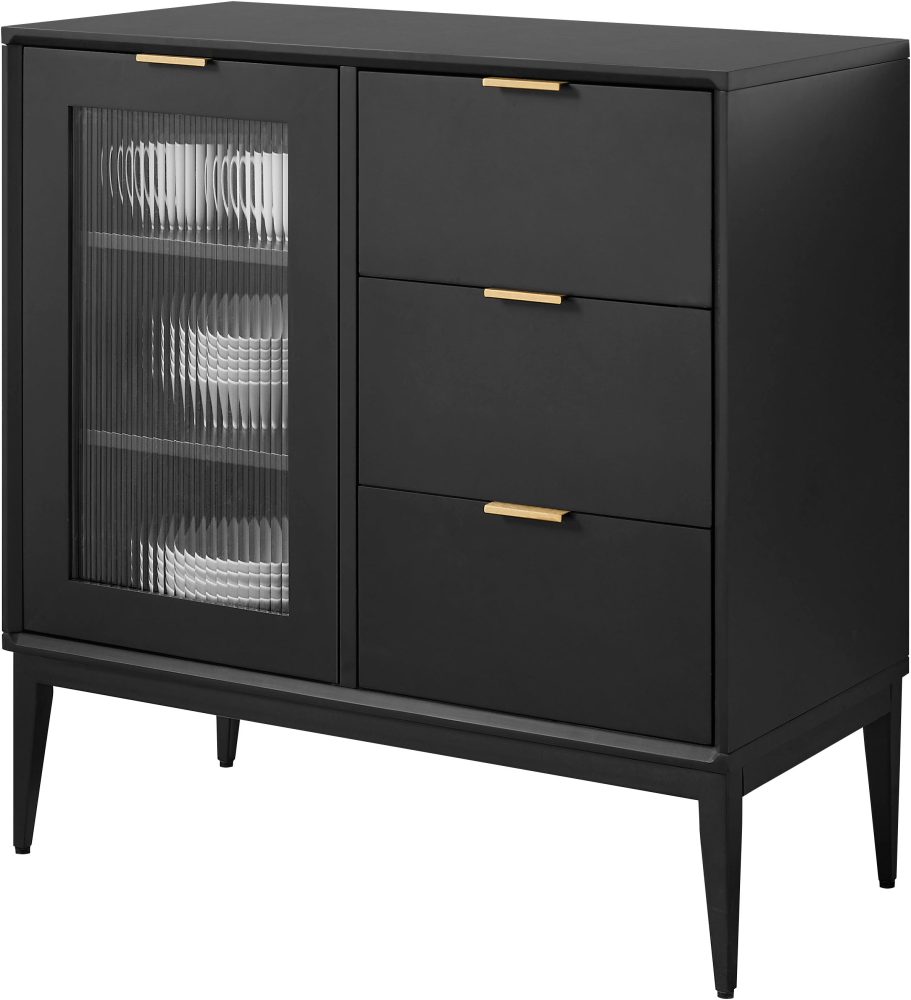 Leonique Sideboard »Lavisha« FSC-zertifiziertes Holz kombiniert Melamin, verchromten Metallgriffen