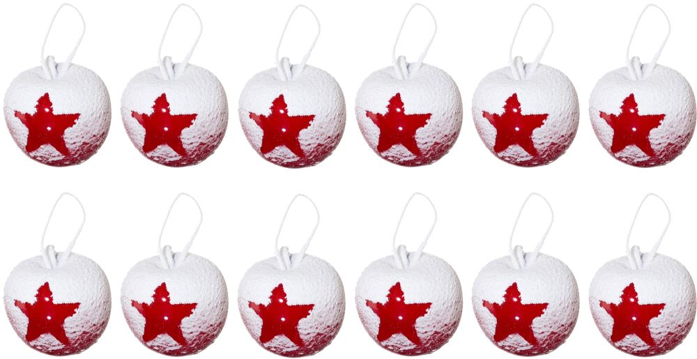Creativ deco Dekoobjekt, Apfel mit beschneiter Optik, Ø ca. 6,5 cm