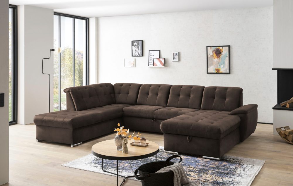exxpo - sofa fashion Wohnlandschaft, (4 St.), 6x Kopfteilverstellung, Wahlweise mit Bettfunktion und Bettkasten