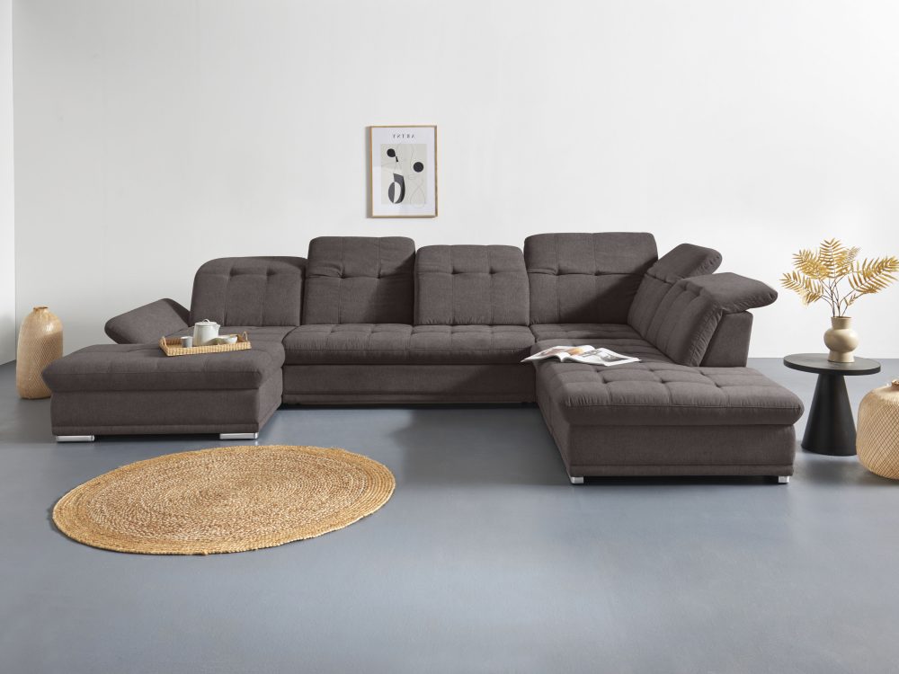 COTTA Wohnlandschaft »Holiday U-Form«, Sitztiefenverstellung, wahlweise mit Bettfunktion inkl. Bettkasten