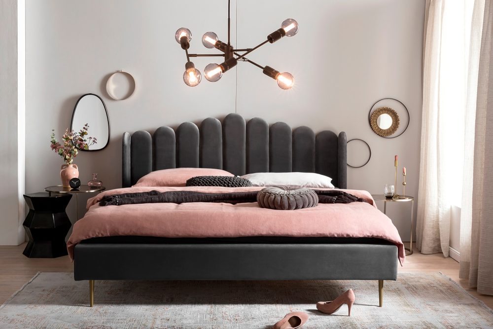 Muschelbett Samt grau 192x218x115