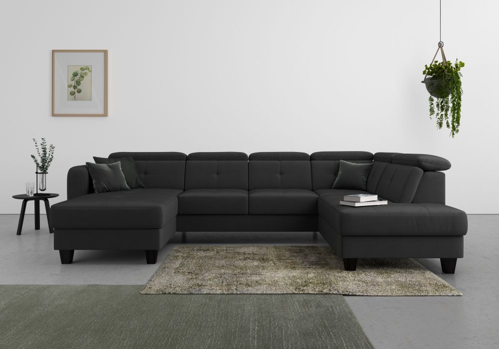 sit&more Wohnlandschaft »Bellucci«, inklusive Kopfteilverstellung und Federkern, wahlweise mit Bettfunktion und Bettkasten