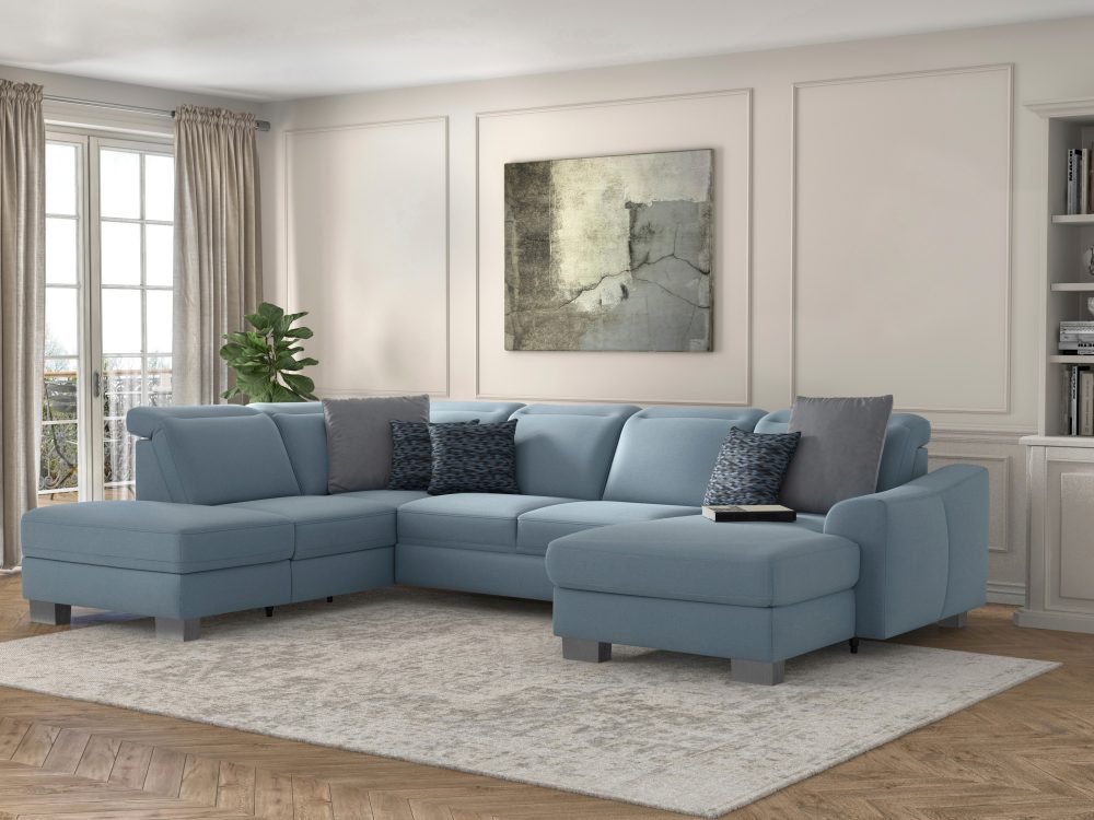 sit&more Wohnlandschaft »Durness«, mit Federkern und hochwertigen Edelstahlfüssen, wahlweise mit Kopfteilverstellung, optional mit Bettfunktion und Stauraum