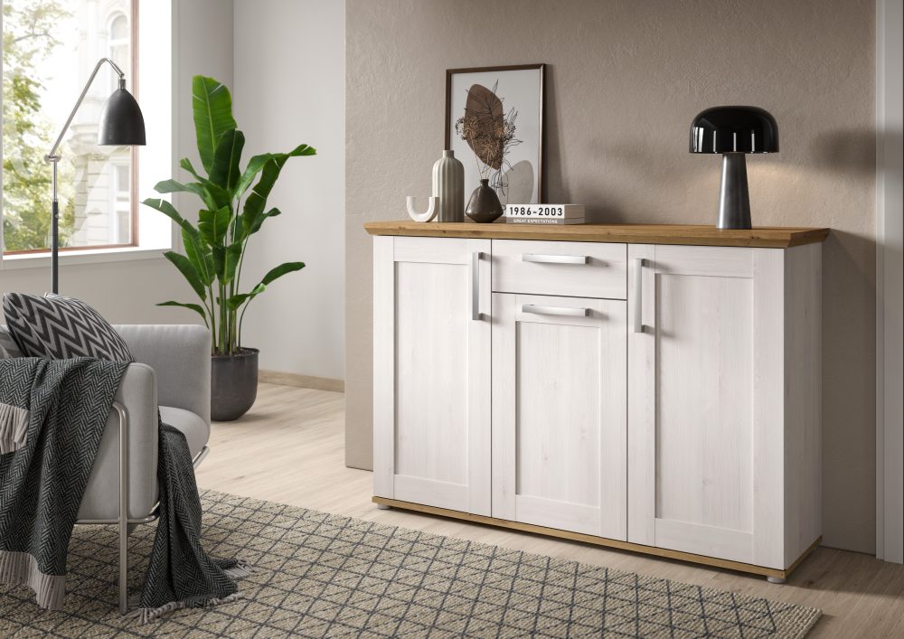 Home affaire Kommode »Cosenza, Breite 137cm, 3 Türen, 1 Schubkasten«, Kommode, Sideboard, Schrank