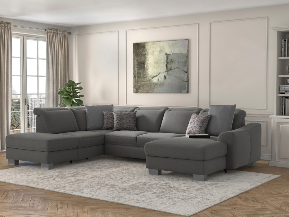 sit&more Wohnlandschaft »Durness«, mit Federkern und hochwertigen Edelstahlfüssen, wahlweise mit Kopfteilverstellung, optional mit Bettfunktion und Stauraum