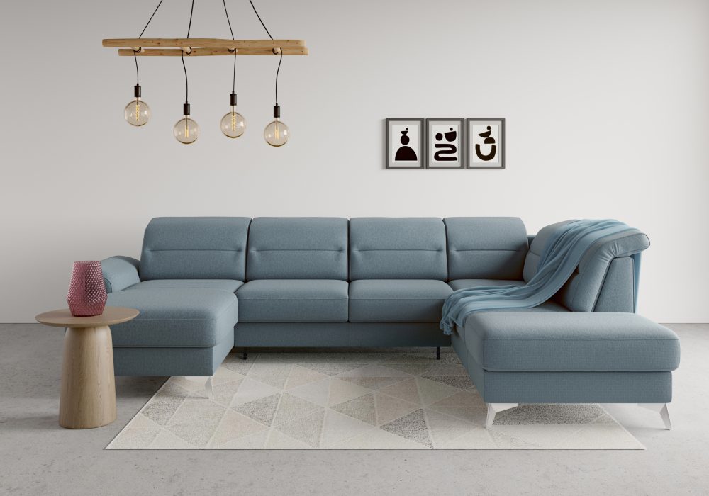 sit&more Wohnlandschaft »Sinatra«, optional mit Kopfteilverstellung und Armteilfunktion oder mit Kopfteilverstellung, Armteilfunktion, Bettfunktion und Stauraum, chromfarbene Metallfüsse