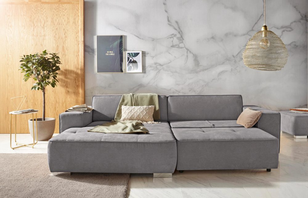 INOSIGN Ecksofa »Sapporo«, wahlweise Bettfunktion oder Sitztiefenverstellung, Federkern